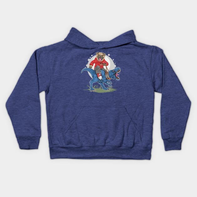 Riding A T-Rex Dinosaur Kids Hoodie by WorldDinosaurs